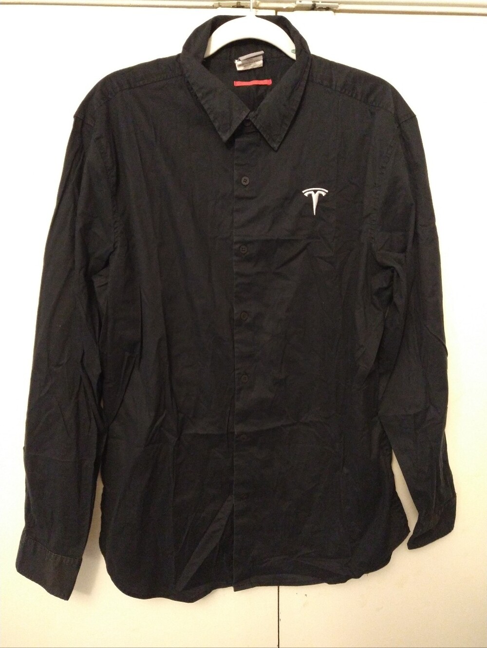 Tesla Black Long Sleeve Button Up Shirt Men's sz Large.